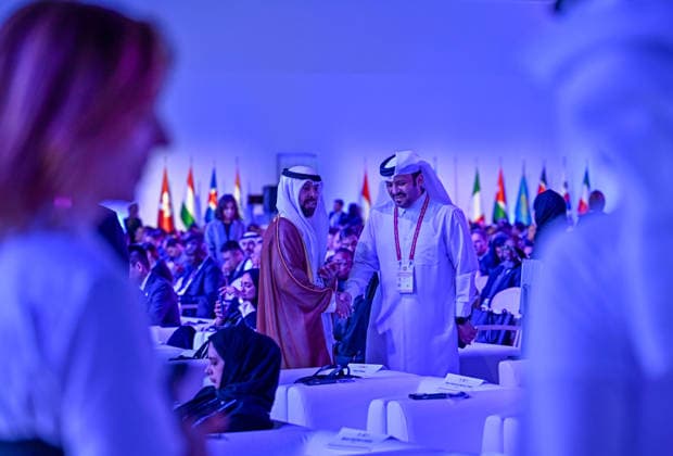 Opening ceremony of the 11th annual meeting of the Asian Infrastructure Investment Bank (AIIB) in Doha Participants communicate with each other before the opening ceremony of the 11th Annual Meeting of the Board of Governors of the Asian Infrastructure Investment Bank (AIIB) in Doha,Qatar on September 28, 2026 DOHA Qatar Copyright: xNOUSHADx
