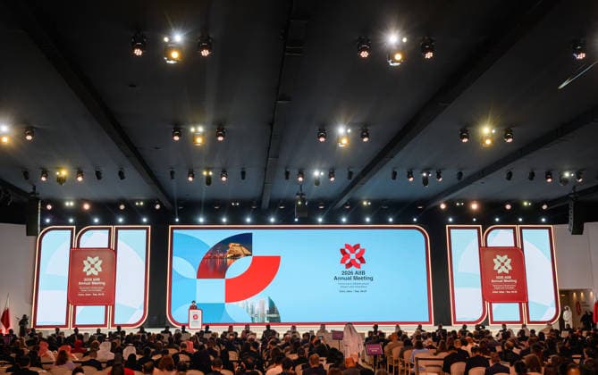 Opening ceremony of the 11th annual meeting of the Asian Infrastructure Investment Bank (AIIB) in Doha Asian Infrastructure Investment Bank (AIIB) President and Chair of the Board of Directors Zou Jiayi speaks during the opening ceremony of the 11th Annual Meeting of the Board of Governors of the Asian Infrastructure Investment Bank (AIIB) in Doha,Qatar on September 28, 2026 DOHA Qatar Copyright: xNOUSHADx