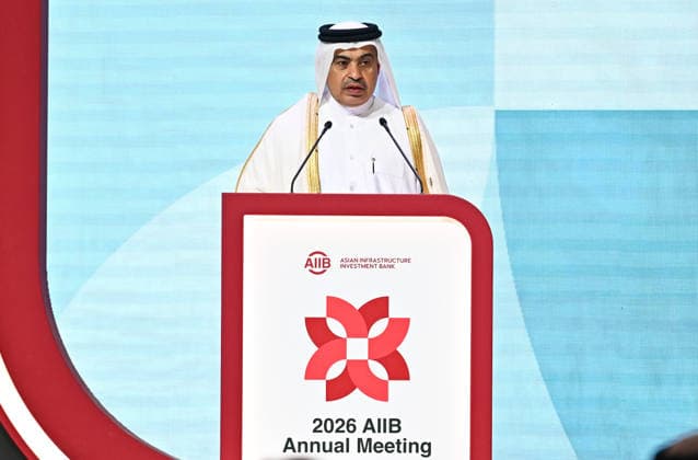 Opening ceremony of the 11th annual meeting of the Asian Infrastructure Investment Bank (AIIB) in Doha Asian Infrastructure Investment Bank (AIIB) Chair of the Board of Governors and Minister of Finance of Qatar, Ali bin Ahmed al-Kuwari, speaks during the opening ceremony of the 11th Annual Meeting of the Board of Governors of the Asian Infrastructure Investment Bank (AIIB) in Doha,Qatar on September 28, 2026 DOHA Qatar Copyright: xNOUSHADx
