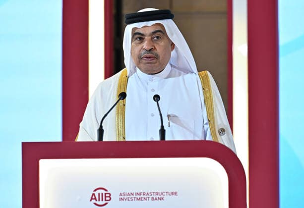 Opening ceremony of the 11th annual meeting of the Asian Infrastructure Investment Bank (AIIB) in Doha Asian Infrastructure Investment Bank (AIIB) Chair of the Board of Governors and Minister of Finance of Qatar, Ali bin Ahmed al-Kuwari, opening speech of the Flagship Seminar titled Scaling up Climate Finance for Impact: Turning Policy Reform into Resilient Growth at the 11th Annual Meeting of the Board of Governors of the Asian Infrastructure Investment Bank (AIIB) in Doha,Qatar on September 28, 2026 DOHA Qatar Copyright: xNOUSHADx