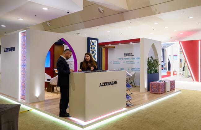 Opening ceremony of the 11th annual meeting of the Asian Infrastructure Investment Bank (AIIB) in Doha Guests are visit Azerbaijan stalls and interactive pavilions during the 11th Annual Meeting of the Board of Governors of the Asian Infrastructure Investment Bank (AIIB) in Doha,Qatar on September 28, 2026 DOHA Qatar Copyright: xNOUSHADx