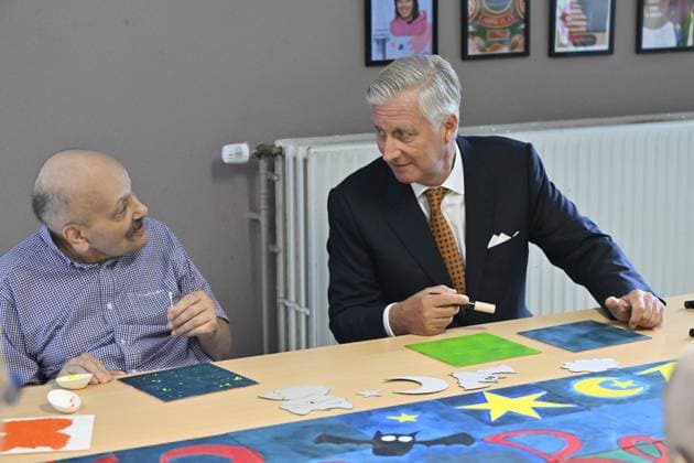 King Philippe - Filip of Belgium pictured during a visit to the non-profit organization Le Bercail, a residential and outpatient care centre for adults with an intellectual disability, on Tuesday 29 September 2026, part of a visit to Liege of the Belgian Royals.  ERICxLALMAND 188177773
