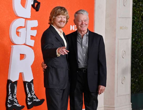Cast member Jesse Plemons and his father Jim Bob Plemons attend the premiere of the dramatic dark comedy motion picture Digger at the Director s Village in the Westwood section of Los Angeles on Monday, September 28, 2026. Storyline: The most powerful man in the world embarks on a frantic mission to prove he is humanity s savior before the disaster he s unleashed destroys everything.  LAP2026092847 JIMxRUYMEN