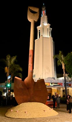 An oversized shovel is pictured in from of the theater at the premiere of the dramatic dark comedy motion picture Digger at the Director s Village in the Westwood section of Los Angeles on Monday, September 28, 2026. Storyline: The most powerful man in the world embarks on a frantic mission to prove he is humanity s savior before the disaster he s unleashed destroys everything.  LAP2026092871 JIMxRUYMEN