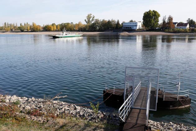 Historic Low Water Level, September 29, 2026: Due to low water levels, the Rhine currently has a water level of minus 27 centimeters at the Kornsand landing site for the Landskrone ferry between Kornsand and Nierstein, near Worms. This is a historic record low. Dredging wo
