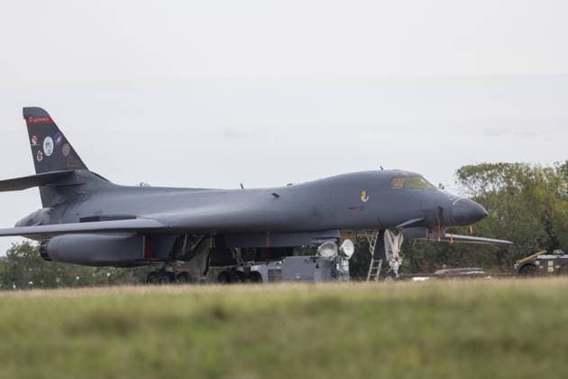 RAF Fairford US airforce bombers at RAF Fairford as security is increased after the arrest of five men  Copyright: xDougxSeeburgx NINTCHDBPICT001111875013