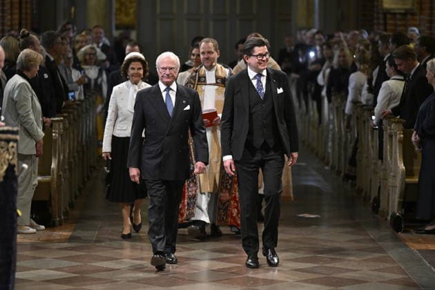 STOCKHOLM, SWEDEN 20260929 King Carl Gustaf, Queen Silvia, and Speaker of the Riksdag Andreas Norlén at the church service in Storkyrkan held to mark the opening of the Riksdag STOCKHOLM SWEDEN x10070x  Copyright: xJessicaxGow TTx RIKSMÖTETS ÖPPNANDE GUDSTJÄNST 2026 FRlOLoA4jp4