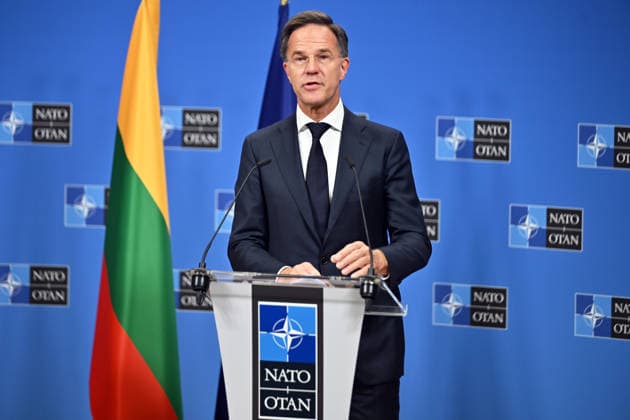 Mark Rutte-Mindaugas Sinkevicius press conference in Brussels BRUSSELS, BELGIUM - SEPTEMBER 29: NATO Secretary General Mark Rutte and Lithuanian Prime Minister Mindaugas Sinkevicius hold a joint press conference at NATO Headquarters in Brussels, Belgium on September 29, 2026. Dursun Aydemir Anadolu Brussels Belgium. Editorial use only. Please get in touch for any other usage.  Copyright: x2026xAnadoluxDursunxAydemirx