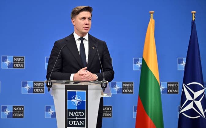 Mark Rutte-Mindaugas Sinkevicius press conference in Brussels BRUSSELS, BELGIUM - SEPTEMBER 29: NATO Secretary General Mark Rutte and Lithuanian Prime Minister Mindaugas Sinkevicius hold a joint press conference at NATO Headquarters in Brussels, Belgium on September 29, 2026. Dursun Aydemir Anadolu Brussels Belgium. Editorial use only. Please get in touch for any other usage.  Copyright: x2026xAnadoluxDursunxAydemirx