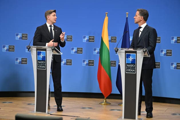 Mark Rutte-Mindaugas Sinkevicius press conference in Brussels BRUSSELS, BELGIUM - SEPTEMBER 29: NATO Secretary General Mark Rutte and Lithuanian Prime Minister Mindaugas Sinkevicius hold a joint press conference at NATO Headquarters in Brussels, Belgium on September 29, 2026. Dursun Aydemir Anadolu Brussels Belgium. Editorial use only. Please get in touch for any other usage.  Copyright: x2026xAnadoluxDursunxAydemirx