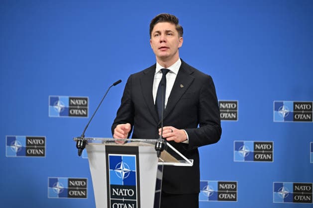 Mark Rutte-Mindaugas Sinkevicius press conference in Brussels BRUSSELS, BELGIUM - SEPTEMBER 29: NATO Secretary General Mark Rutte and Lithuanian Prime Minister Mindaugas Sinkevicius hold a joint press conference at NATO Headquarters in Brussels, Belgium on September 29, 2026. Dursun Aydemir Anadolu Brussels Belgium. Editorial use only. Please get in touch for any other usage.  Copyright: x2026xAnadoluxDursunxAydemirx