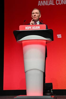September 29, 2026, Liverpool, England, United Kingdom: Secretary of State for Northern Ireland Chris Bryant gives a speech on the third day of the Labour Party Conference. Liverpool United Kingdom - ZUMAs371 20260929_zip_s371_004 Copyright: xWiktorxSzymanowiczx