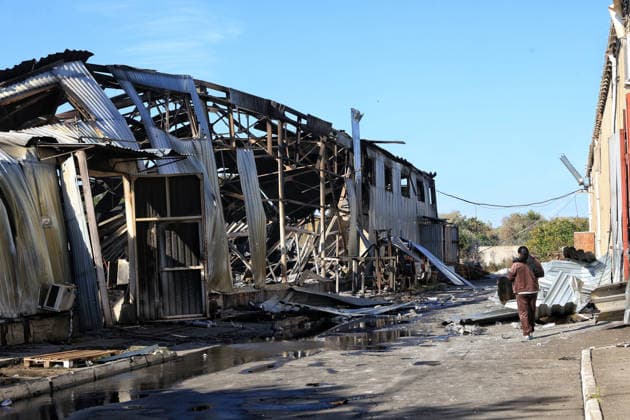 A civilian industrial facility producing plastic tableware is damaged by a fire caused by a nighttime Russian drone strike in the Odesa region, Ukraine, September 29, 2026. (Photo by Nina Liashonok Ukrinform) Manufacturing plant burns down in Odesa region due to Russian drone attack  Copyright: xNinaxLiashonokx
