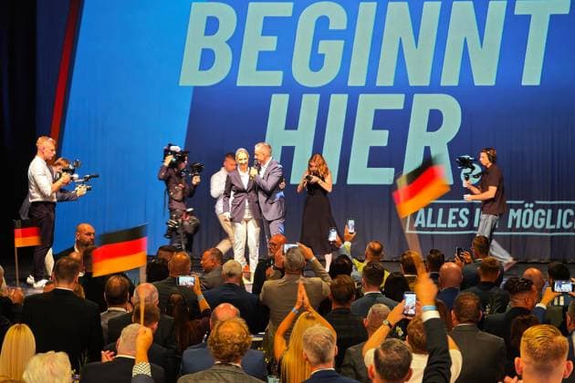 Magdeburg, Saxony-Anhalt, Germany, September 6, 2026, Altes Theater: AfD election party for the 2026 state election; Alice Weidel and Ulrich Siegmund, among others, on stage Copyright: xdtsxNachrichtenagenturx dts_136734