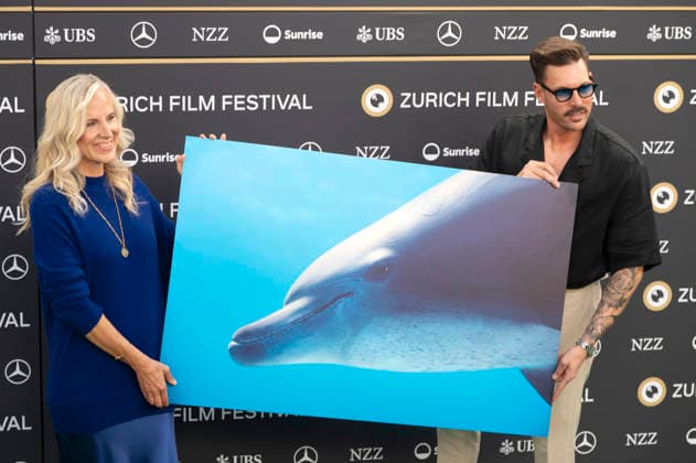 Angela Ziltener and Reto Hanselmann at the premiere of the documentary *Dolphins: My Close Encounters* at the 22nd Zurich Film Festival at Arthouse Le Paris in Zurich, September 28, 2026 Foto:xA.xRaemyx xFuturexImagex dolphins_6909