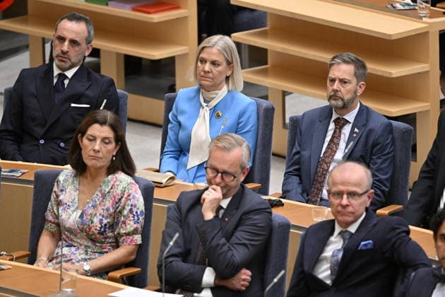 STOCKHOLM, SWEDEN, September 29, 2026: Karin Enström (M), Social Democratic Party leader Magdalena Andersson (S), and Mikael Damberg (S) at the opening of the parliamentary session in the Riksdag chamber. STOCKHOLM, SWEDEN x10050x  Copyright: xPontusxLundahl TTx RIKSMÖTETS ÖPPNANDE 2026 OeiUXEUaPtg