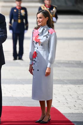 State visit to Spain of French Presidential couple - Welcome Ceremony Spanish Queen Letizia pictured during welcome ceremony for French President at Royal Palace in Madrid, Spain on September 29, 2026. French Presidential couple pays a two-day state visit to Spain. Photo by Eliot Blondet ABACAPRESS.COM Madrid Spain  Copyright: xBlondetxEliot ABACAx