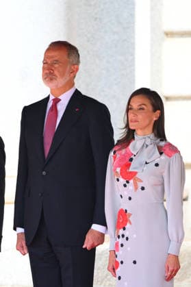 State visit to Spain of French Presidential couple - Welcome Ceremony Spanish King Felipe VI, Spanish Queen Letizia pictured during welcome ceremony for French President at Royal Palace in Madrid, Spain on September 29, 2026. French Presidential couple pays a two-day state visit to Spain. Photo by Eliot Blondet ABACAPRESS.COM Madrid Spain  Copyright: xBlondetxEliot ABACAx
