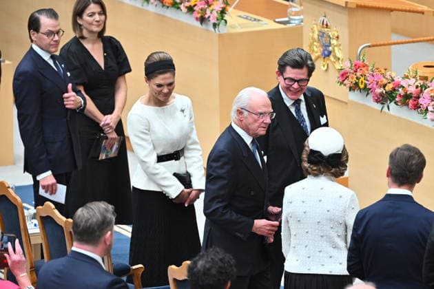 STOCKHOLM, SWEDEN 20260929 Prince Daniel, Deputy Speaker Johanna Haraldsson, Crown Princess Victoria, King Carl Gustaf, Speaker Andreas Norlén, and Queen Silvia at the opening of the parliamentary session in the Chamber of the Riksdag STOCKHOLM, SWEDEN x10090x  Copyright: xClaudioxBresciani TTx RIKSMÖTETS ÖPPNANDE 2026 tJHi0tqcRO4