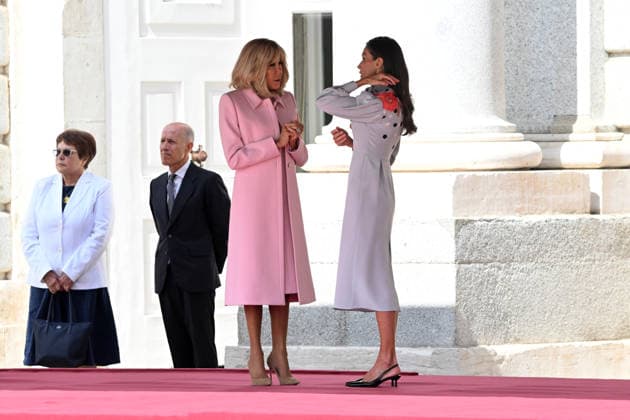 The King and Queen welcome with honors the President of the French Republic, Emmanuel Macron, and the First Lady. The First Lady, Brigitte Macron, the President of the French Republic, and Queen Letizia during the reception with honors at the Royal Palace on September 29, 2026, in Madrid, Spain. This state visit will serve to highlight and strengthen the ties and bilateral relations between the two countries. ROYALTY PRESIDENCY HONORS PRESIDENT KING QUEEN ROYAL PALACE José Madrid Madrid Spain  Copyright: xJosÃ xOlivax 7808080