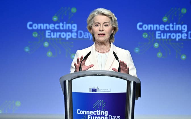 European Commission President Ursula von der Leyen BRUSSELS, BELGIUM - SEPTEMBER 29: European Commission President Ursula von der Leyen delivers a speech during the Connecting Europe Day event held in Brussels, Belgium, on September 29, 2026. Dursun Aydemir Anadolu Brussels Belgium. Editorial use only. Please get in touch for any other usage.  Copyright: x2026xAnadoluxDursunxAydemirx