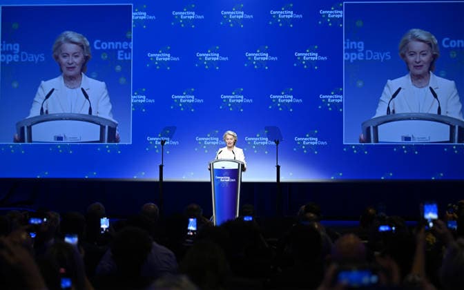 European Commission President Ursula von der Leyen BRUSSELS, BELGIUM - SEPTEMBER 29: European Commission President Ursula von der Leyen delivers a speech during the Connecting Europe Day event held in Brussels, Belgium, on September 29, 2026. Dursun Aydemir Anadolu Brussels Belgium. Editorial use only. Please get in touch for any other usage.  Copyright: x2026xAnadoluxDursunxAydemirx