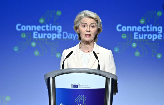 European Commission President Ursula von der Leyen BRUSSELS, BELGIUM - SEPTEMBER 29: European Commission President Ursula von der Leyen delivers a speech during the Connecting Europe Day event held in Brussels, Belgium, on September 29, 2026. Dursun Aydemir Anadolu Brussels Belgium. Editorial use only. Please get in touch for any other usage.  Copyright: x2026xAnadoluxDursunxAydemirx