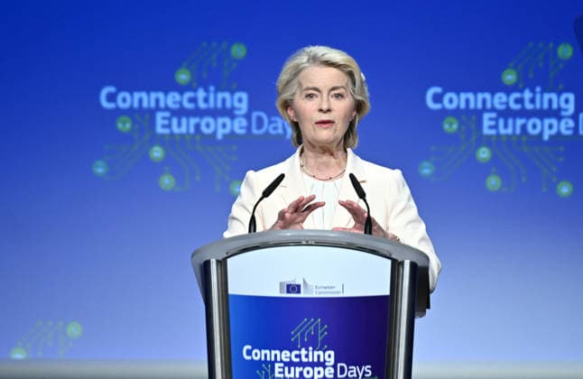 European Commission President Ursula von der Leyen BRUSSELS, BELGIUM - SEPTEMBER 29: European Commission President Ursula von der Leyen delivers a speech during the Connecting Europe Day event held in Brussels, Belgium, on September 29, 2026. Dursun Aydemir Anadolu Brussels Belgium. Editorial use only. Please get in touch for any other usage.  Copyright: x2026xAnadoluxDursunxAydemirx