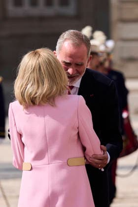 29-09-2026 Madrid Queen Letizia and King Felipe with Emmanuel Macron and Brigitte Macron during the official welcome at the royal palace in Madrid on the 1st day of the 2 day statevisit to Spain. No Spain Â  Copyright: xPPEx