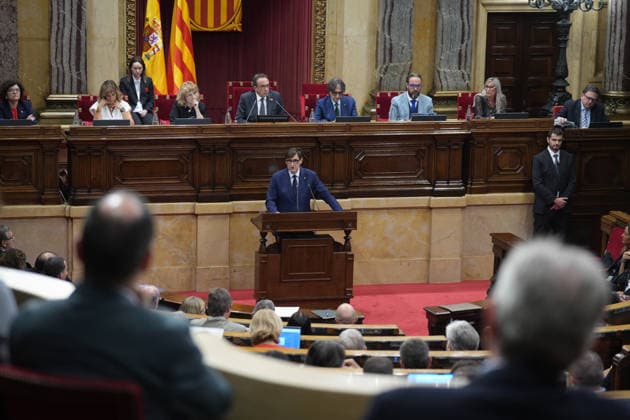 General Policy Debate in the Parliament of Catalonia Salvador Illa, President of the Generalitat of Catalonia, speaks during the General Policy Debate in the Parliament of Catalonia on September 29, 2026, in Barcelona, Catalonia, Spain. This key plenary session, which kicks off the political year, is marked by proposals on housing, regional financing, and the management of education. SEPTEMBER 29, 2026 CATALONIA DEBATE POLITICIANS GENERAL POLICY PLENARY SESSION Barcelona Catalonia Barcelona Catalonia Spain Copyright: xDavidxZorrakinox 7808513