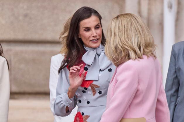 September 29, 2026, Madrid, Madrid, Spain: KING FELIPE VI of Spain and QUEEN LETIZIA of Spain welcome the President of the French Republic, EMMANUEL MACRON, and First Lady BRIGITTE MACRON on the occasion of their official visit Madrid Spain - ZUMAc260 20260929_zep_c260_014 Copyright: xMikexChicorrox