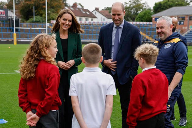 The Prince and Princess of Wales Visit AMT Headingly Rugby Stadium 29 09 2026. The Prince and Princess of Wales during a visit to the home of the Leeds Rhinos to learn how the club and the Leeds Rhinos Foundation are changing lives through the power of sport. Their Royal Highnesses met with Jamie Jones Buchanan MBE, CEO of the Leeds Rhinos and a lifelong friend of Rob Burrow CBE. They then heard from former captain, Danny McGuire, who has returned to the club with the Foundation to lead the Rugby League Development Plan. The Prince and Princess then met with a group of young people currently enrolled in the programme to see its impact first-hand. Finally, as Patron of the Rugby Football League (RFL), The Princess joined The Prince in wishin  Copyright: xPetexMaclainex xB66x xAvalonx 1139204321