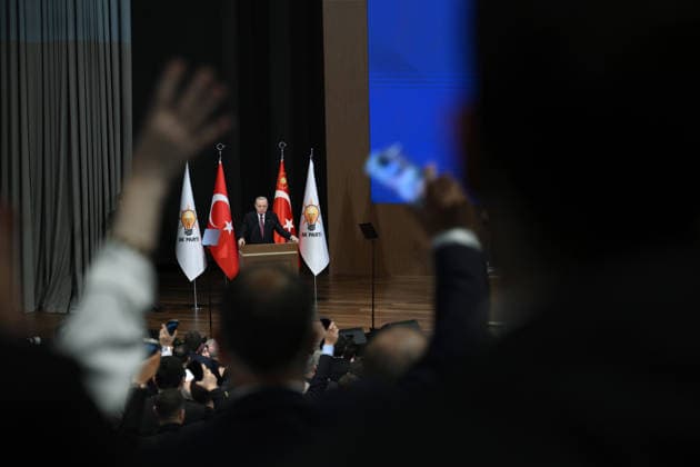 Turkish President and Leader of the Justice and Development Party Recep Tayyip Erdogan ANKARA, TURKIYE - SEPTEMBER 29: (----EDITORIAL USE ONLY - MANDATORY CREDIT - TURKISH PRESIDENCY HANDOUT - NO MARKETING NO ADVERTISING CAMPAIGNS - DISTRIBUTED AS A SERVICE TO CLIENTS----) Turkish President and Leader of the Justice and Development (AK) Party Recep Tayyip Erdogan makes a speech as he attends the Extended Provincial Heads Meeting at the AK Party Congress Center in Ankara, Turkiye on September 29, 2026. Turkish Presidency Handout Anadolu Ankara Turkey. Editorial use only. Please get in touch for any other usage.  Copyright: x2026xAnadoluxTurkishxPresidencyx xHandoutx