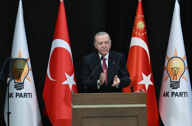 Turkish President and Leader of the Justice and Development Party Recep Tayyip Erdogan ANKARA, TURKIYE - SEPTEMBER 29: (----EDITORIAL USE ONLY - MANDATORY CREDIT - TURKISH PRESIDENCY HANDOUT - NO MARKETING NO ADVERTISING CAMPAIGNS - DISTRIBUTED AS A SERVICE TO CLIENTS----) Turkish President and Leader of the Justice and Development (AK) Party Recep Tayyip Erdogan makes a speech as he attends the Extended Provincial Heads Meeting at the AK Party Congress Center in Ankara, Turkiye on September 29, 2026. Turkish Presidency Handout Anadolu Ankara Turkey. Editorial use only. Please get in touch for any other usage.  Copyright: x2026xAnadoluxTurkishxPresidencyx xHandoutx