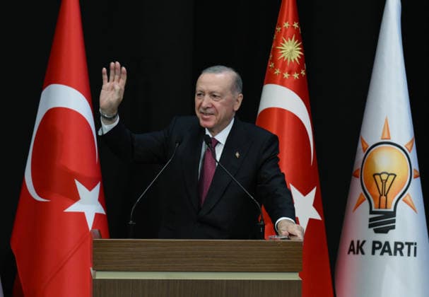 Turkish President and Leader of the Justice and Development Party Recep Tayyip Erdogan ANKARA, TURKIYE - SEPTEMBER 29: (----EDITORIAL USE ONLY - MANDATORY CREDIT - TURKISH PRESIDENCY HANDOUT - NO MARKETING NO ADVERTISING CAMPAIGNS - DISTRIBUTED AS A SERVICE TO CLIENTS----) Turkish President and Leader of the Justice and Development (AK) Party Recep Tayyip Erdogan makes a speech as he attends the Extended Provincial Heads Meeting at the AK Party Congress Center in Ankara, Turkiye on September 29, 2026. Turkish Presidency Handout Anadolu Ankara Turkey. Editorial use only. Please get in touch for any other usage.  Copyright: x2026xAnadoluxTurkishxPresidencyx xHandoutx