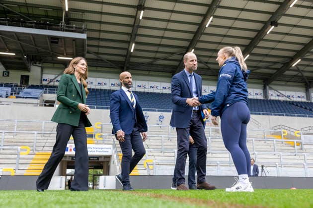 . 29 09 2026. Leeds, United Kingdom. Prince William and Kate Middleton, the Prince and Princess of Wales , during a visit to the Leeds Rhinos rugby team in Leeds, United Kingdom.  xPoolx xi-Imagesx IIM-27031-0002