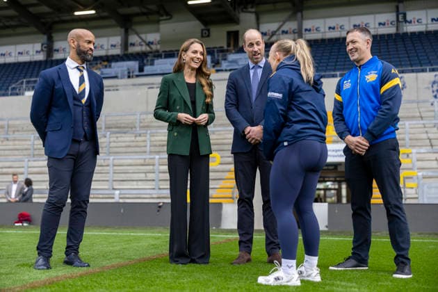 . 29 09 2026. Leeds, United Kingdom. Prince William and Kate Middleton, the Prince and Princess of Wales , during a visit to the Leeds Rhinos rugby team in Leeds, United Kingdom.  xPoolx xi-Imagesx IIM-27031-0003