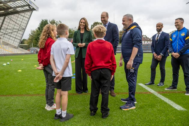 . 29 09 2026. Leeds, United Kingdom. Prince William and Kate Middleton, the Prince and Princess of Wales , during a visit to the Leeds Rhinos rugby team in Leeds, United Kingdom.  xPoolx xi-Imagesx IIM-27031-0005