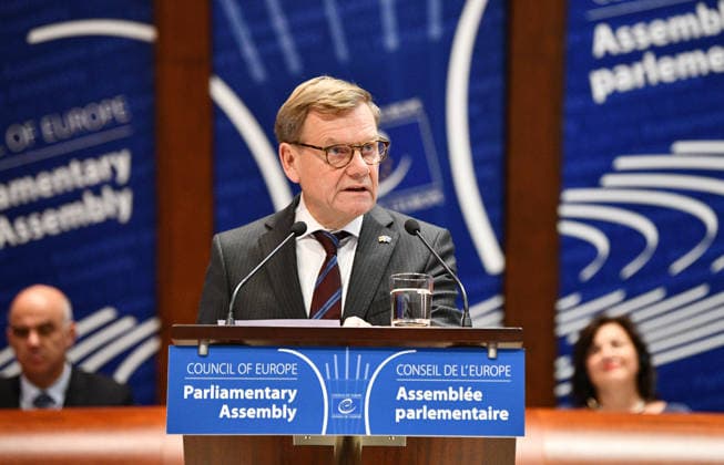 German Foreign Minister Johann Wadephul visits Council of Europe STRASBOURG, FRANCE - SEPTEMBER 29: German Foreign Minister Johann Wadephul speaks from the podium during a sitting of the Parliamentary Assembly of the Council of Europe (PACE) at the Council of Europe in Strasbourg, France on September 29, 2026. Ahmet Sel Anadolu Strasbourg France. Editorial use only. Please get in touch for any other usage.  Copyright: x2026xAnadoluxAhmetxSelx