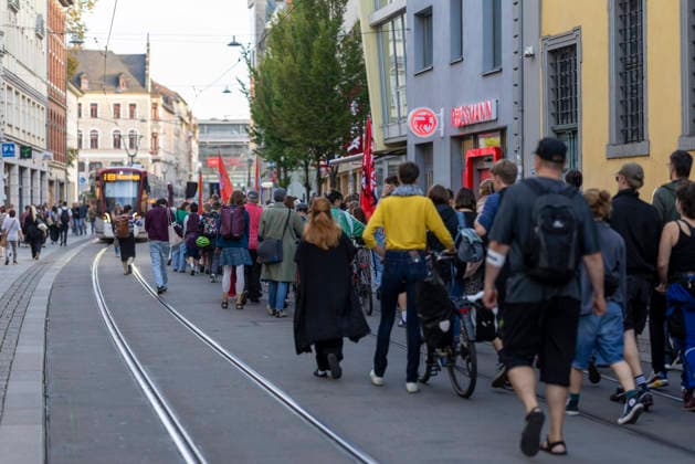 Protest Against the AfD Ban, September 29, 2026: In Erfurt, around 200 people demonstrated in support of proceedings to ban the Alternative for Germany (AfD) party. The demonstration proceeded from the Anger to the Thuringian State Parliament and took place one day before the hearing on the ban proceedings in parliament. Erfurt, Thuringia, Germany 290926_ppb-505