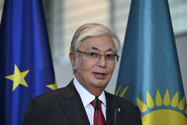 Kazakh President Kassym-Jomart Tokayev in Berlin BERLIN, GERMANY - SEPTEMBER 29: German Chancellor Friedrich Merz (not seen) and Kazakh President Kassym-Jomart Tokayev hold a joint press conference following their meeting at the Chancellery in Berlin, Germany on September 29, 2026. Halil Sagirkaya Anadolu Berlin Germany. Editorial use only. Please get in touch for any other usage.  Copyright: x2026xAnadoluxHalilxSagirkayax