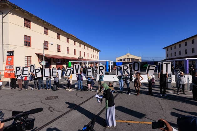 OpenAI DevDay Demonstration in San Francisco SAN FRANCISCO, UNITED STATES - SEPTEMBER 29: Demonstrators gather outside OpenAI DevDay at Fort Mason to call on OpenAI and its CEO Sam Altman to end contracts with the U.S. Military and Immigration and Customs Enforcement, in San Francisco, United States on September 29, 2026. Nikolas Liepins Anadolu San Francisco United States. Editorial use only. Please get in touch for any other usage.  Copyright: x2026xAnadoluxNikolasxLiepinsx