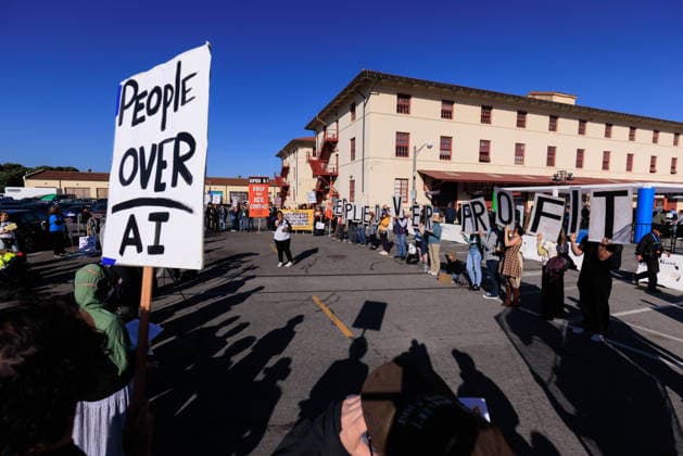 OpenAI DevDay Demonstration in San Francisco SAN FRANCISCO, UNITED STATES - SEPTEMBER 29: Demonstrators gather outside OpenAI DevDay at Fort Mason to call on OpenAI and its CEO Sam Altman to end contracts with the U.S. Military and Immigration and Customs Enforcement, in San Francisco, United States on September 29, 2026. Nikolas Liepins Anadolu San Francisco United States. Editorial use only. Please get in touch for any other usage.  Copyright: x2026xAnadoluxNikolasxLiepinsx