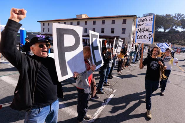 OpenAI DevDay Demonstration in San Francisco SAN FRANCISCO, UNITED STATES - SEPTEMBER 29: Demonstrators gather outside OpenAI DevDay at Fort Mason to call on OpenAI and its CEO Sam Altman to end contracts with the U.S. Military and Immigration and Customs Enforcement, in San Francisco, United States on September 29, 2026. Nikolas Liepins Anadolu San Francisco United States. Editorial use only. Please get in touch for any other usage.  Copyright: x2026xAnadoluxNikolasxLiepinsx