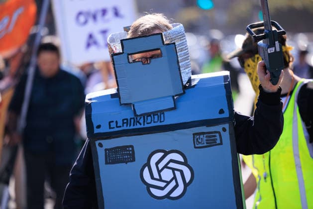 OpenAI DevDay Demonstration in San Francisco SAN FRANCISCO, UNITED STATES - SEPTEMBER 29: Demonstrators gather outside OpenAI DevDay at Fort Mason to call on OpenAI and its CEO Sam Altman to end contracts with the U.S. Military and Immigration and Customs Enforcement, in San Francisco, United States on September 29, 2026. Nikolas Liepins Anadolu San Francisco United States. Editorial use only. Please get in touch for any other usage.  Copyright: x2026xAnadoluxNikolasxLiepinsx