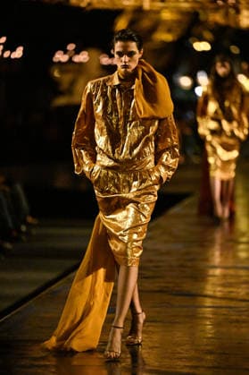 PFW Saint Laurent Runway A model walks the runway at the Saint Laurent show during Paris Fashion Week, in Paris, France on 29 September 2026. Photo by Julien Reynaud APS-Medias ABACAPRESS.COM Paris France  Copyright: xReynaudxJulien APS-Medias ABACAx