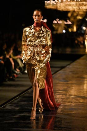 PFW Saint Laurent Runway A model walks the runway at the Saint Laurent show during Paris Fashion Week, in Paris, France on 29 September 2026. Photo by Julien Reynaud APS-Medias ABACAPRESS.COM Paris France  Copyright: xReynaudxJulien APS-Medias ABACAx