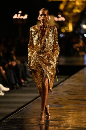PFW Saint Laurent Runway A model walks the runway at the Saint Laurent show during Paris Fashion Week, in Paris, France on 29 September 2026. Photo by Julien Reynaud APS-Medias ABACAPRESS.COM Paris France  Copyright: xReynaudxJulien APS-Medias ABACAx