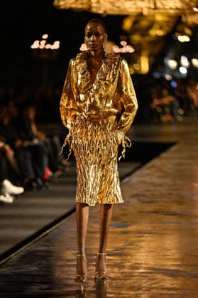 PFW Saint Laurent Runway A model walks the runway at the Saint Laurent show during Paris Fashion Week, in Paris, France on 29 September 2026. Photo by Julien Reynaud APS-Medias ABACAPRESS.COM Paris France  Copyright: xReynaudxJulien APS-Medias ABACAx