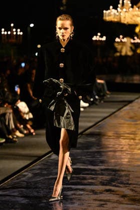 PFW Saint Laurent Runway A model walks the runway at the Saint Laurent show during Paris Fashion Week, in Paris, France on 29 September 2026. Photo by Julien Reynaud APS-Medias ABACAPRESS.COM Paris France  Copyright: xReynaudxJulien APS-Medias ABACAx